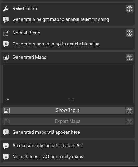 PBRica Relief Finish, Normal Blend and Generated Maps sections