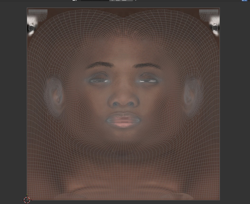 The relocated texture drawn on the template's UV layout
